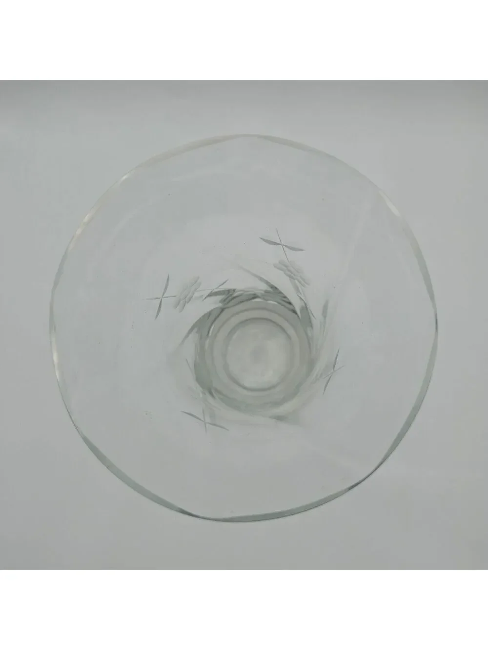 Vintage Bohemian Etched Floral Glass Trumpet Vase Czech 8